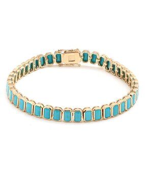 Turquoise Elegance 14K (Custom) Yellow Gold Bracelet